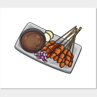 Satay cartoon illustration Posters and Art